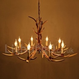8 Lehký rustikální umělecký Retro Paroh Vintage Candle Lustr