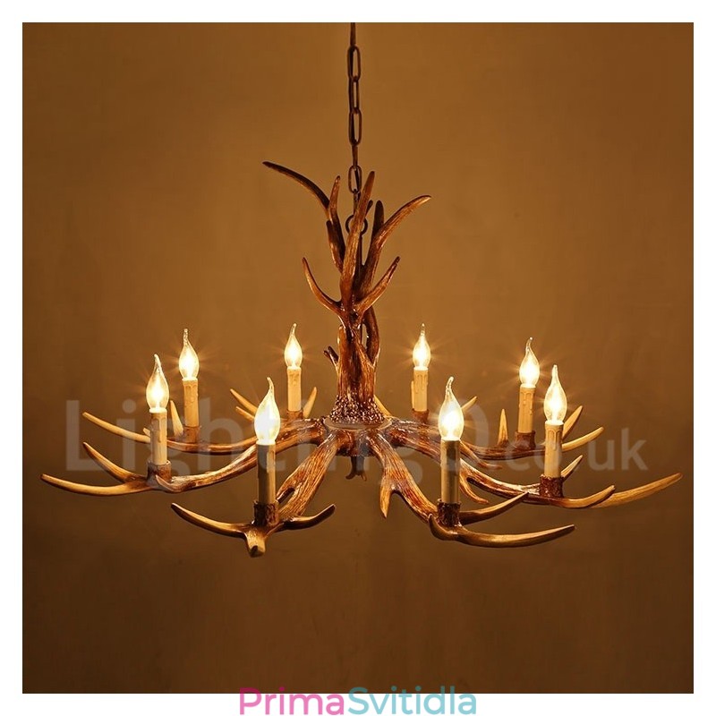 8 Lehký rustikální umělecký Retro Paroh Vintage Candle Lustr