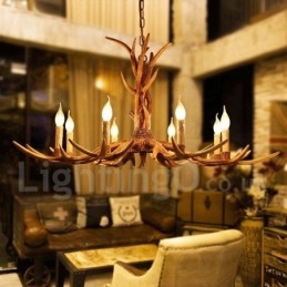 8 Lehký rustikální umělecký Retro Paroh Vintage Candle Lustr
