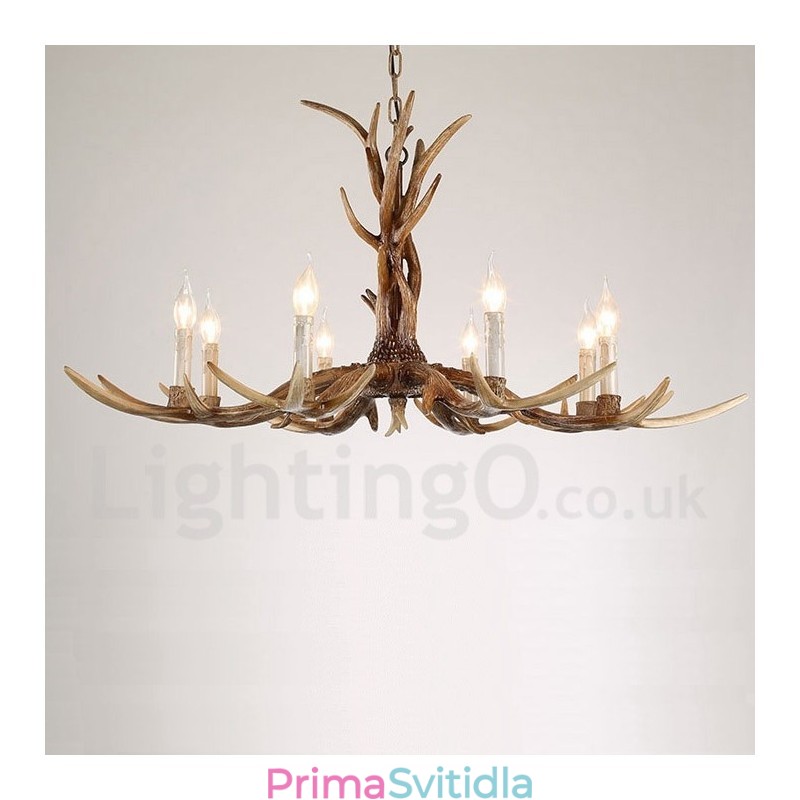 8 Lehký rustikální umělecký Retro Paroh Vintage Candle Lustr