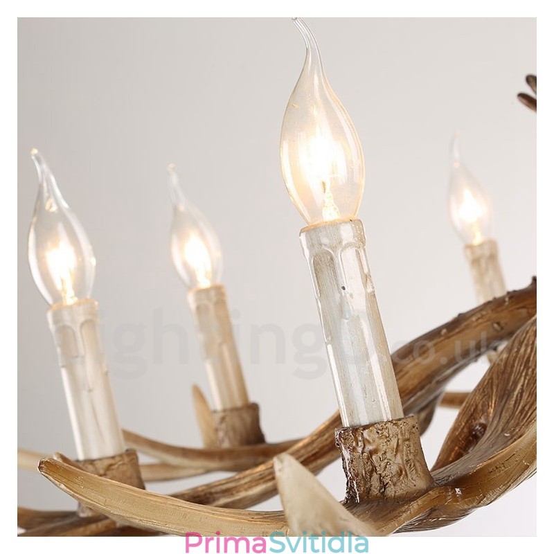 8 Lehký rustikální umělecký Retro Paroh Vintage Candle Lustr