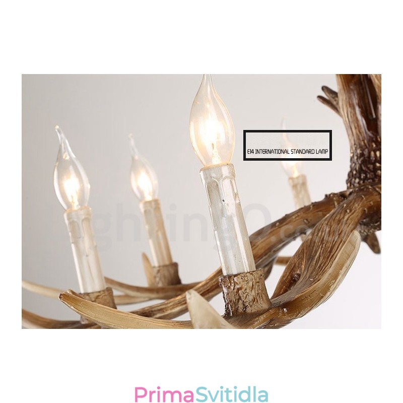8 Lehký rustikální umělecký Retro Paroh Vintage Candle Lustr