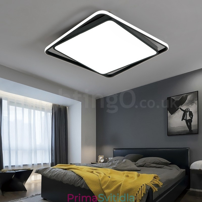 Moderní elegantní černo-bílá čtvercová zapuštěná stropní lampa