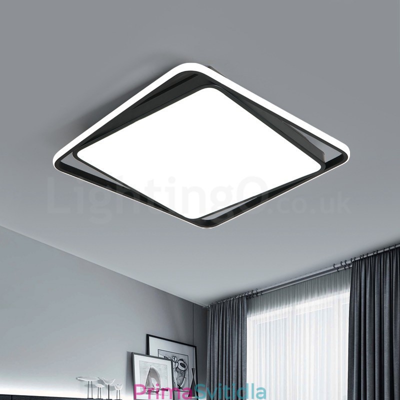 Moderní elegantní černo-bílá čtvercová zapuštěná stropní lampa