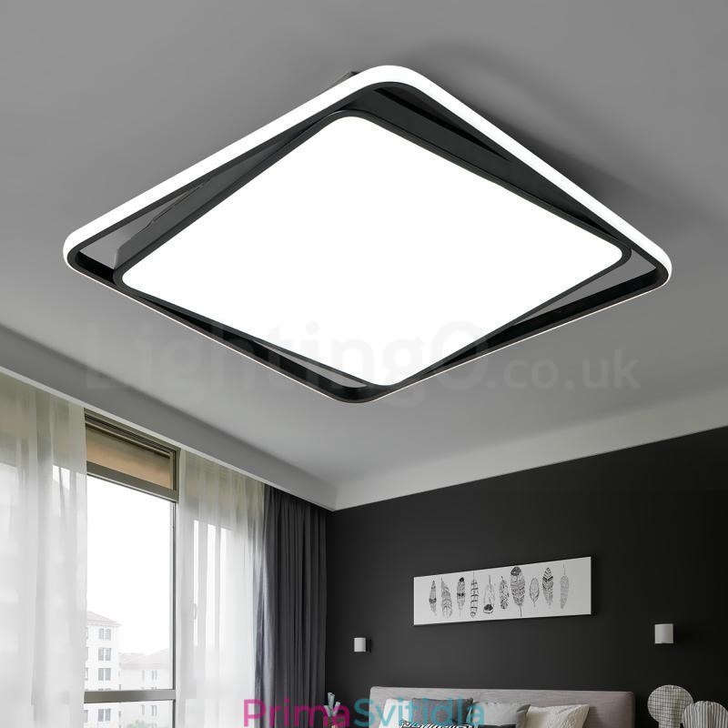 Moderní elegantní černo-bílá čtvercová zapuštěná stropní lampa