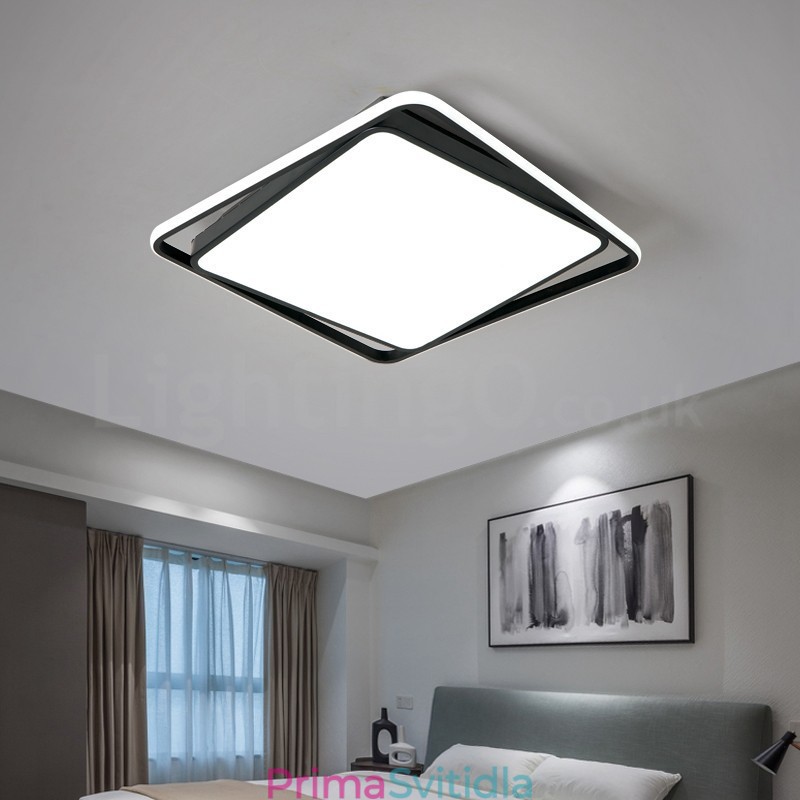 Moderní elegantní černo-bílá čtvercová zapuštěná stropní lampa