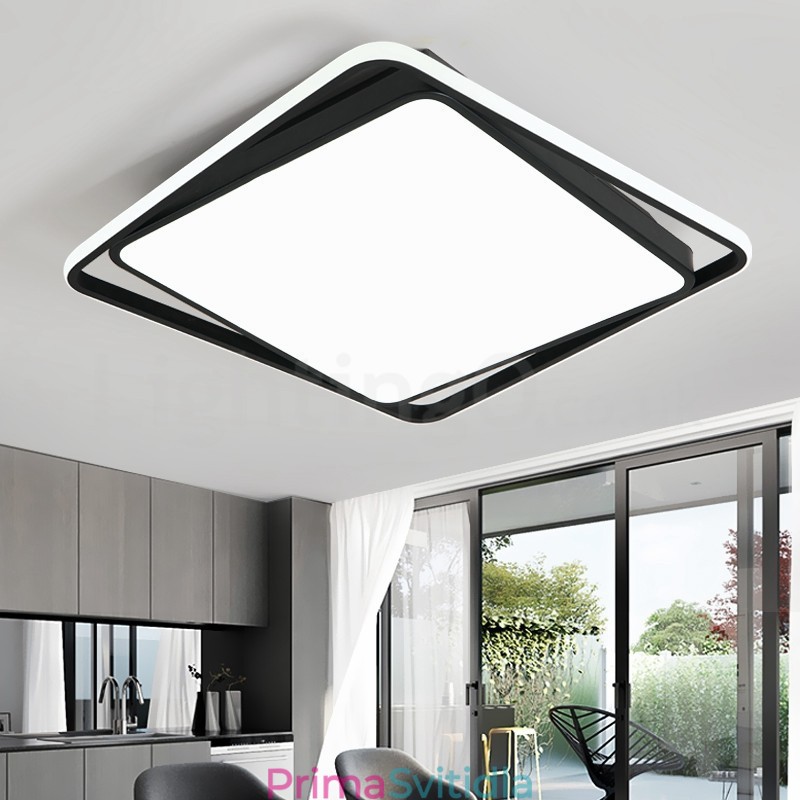 Moderní elegantní černo-bílá čtvercová zapuštěná stropní lampa