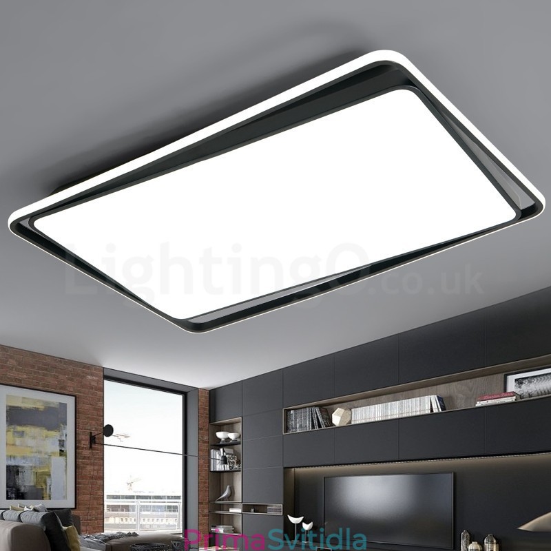 Moderní módní černá bílá obdélníková zapuštěná stropní lampa