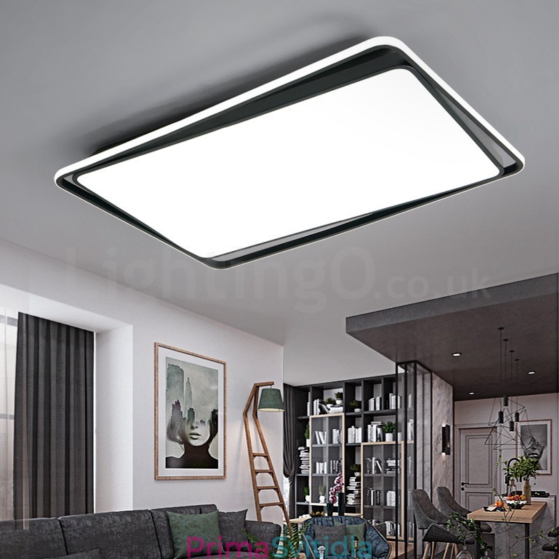 Moderní módní černá bílá obdélníková zapuštěná stropní lampa