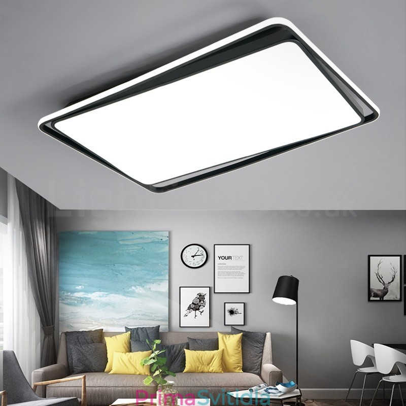 Moderní módní černá bílá obdélníková zapuštěná stropní lampa