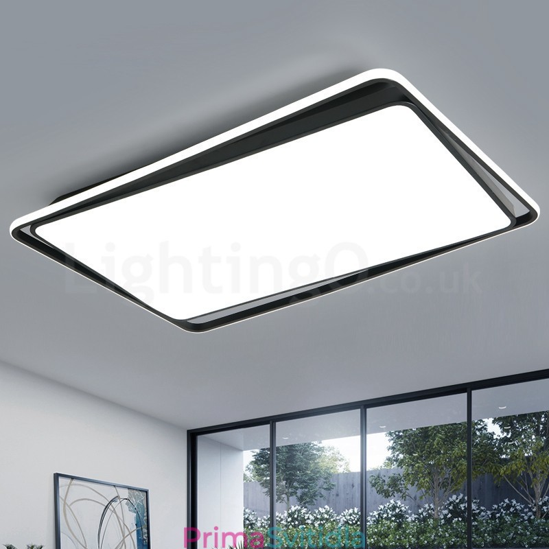 Moderní módní černá bílá obdélníková zapuštěná stropní lampa
