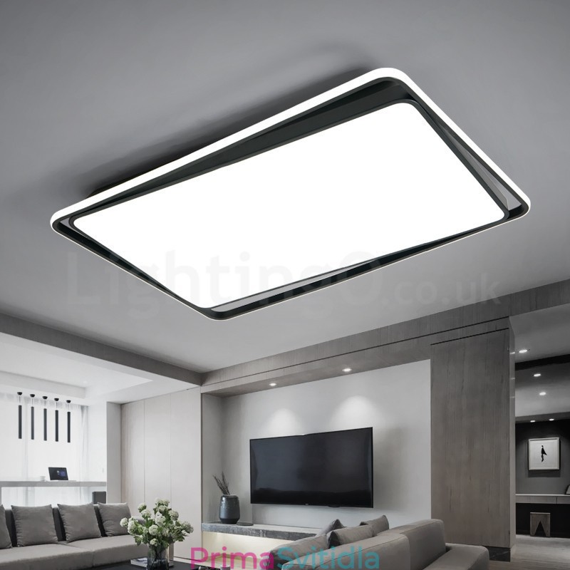 Moderní módní černá bílá obdélníková zapuštěná stropní lampa