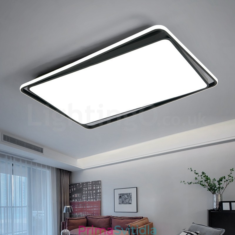 Moderní módní černá bílá obdélníková zapuštěná stropní lampa