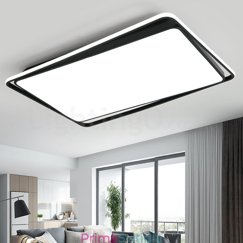Moderní módní černá bílá obdélníková zapuštěná stropní lampa