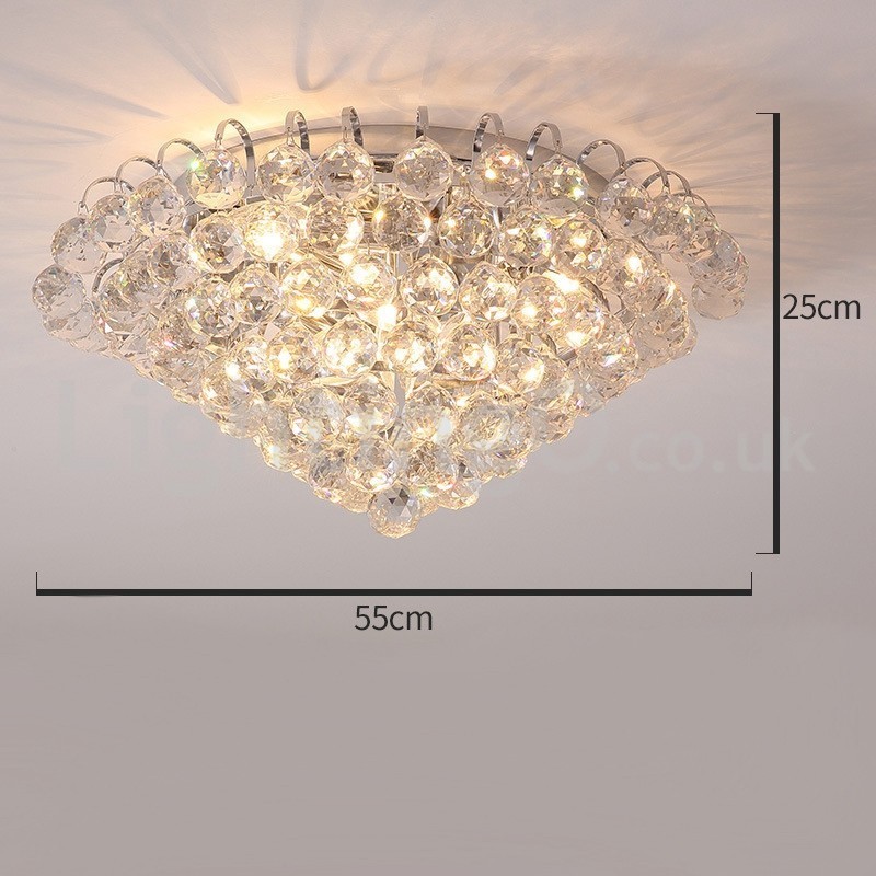 Moderní kulaté křišťálové zapuštěné stropní svítidlo 30 cm 55 cm