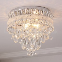 Levné moderní kulaté křišťálové zapuštěné 40cm stropní svítidlo