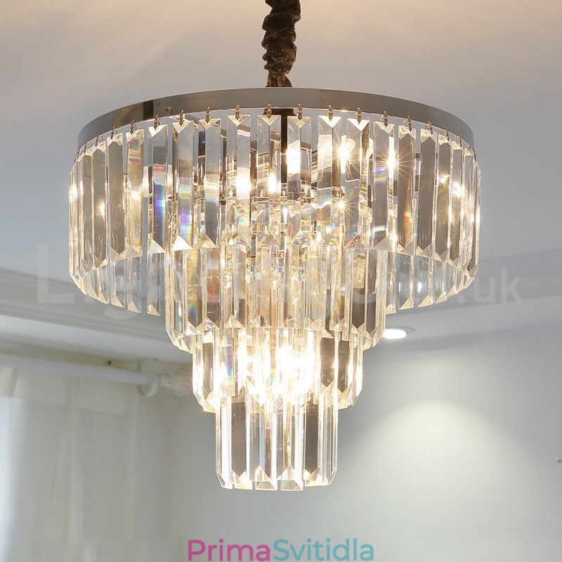 Elegantní levné moderní 4patrové kulaté křišťálové závěsné svítidlo