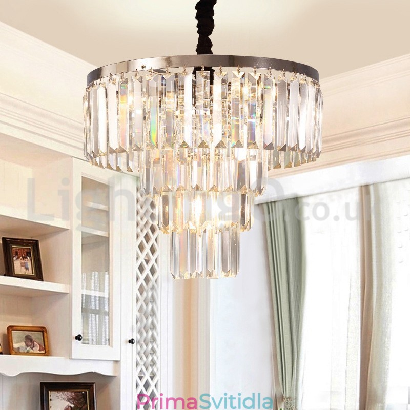 Elegantní levné moderní 4patrové kulaté křišťálové závěsné svítidlo
