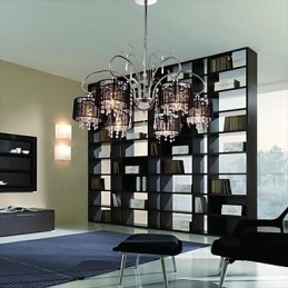 Moderní moderní křišťálový chromový kovový lustr