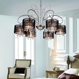 Moderní moderní křišťálový chromový kovový lustr
