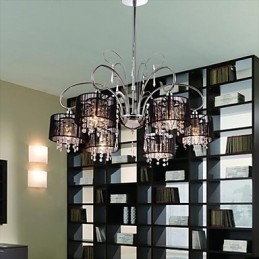 Moderní moderní křišťálový chromový kovový lustr