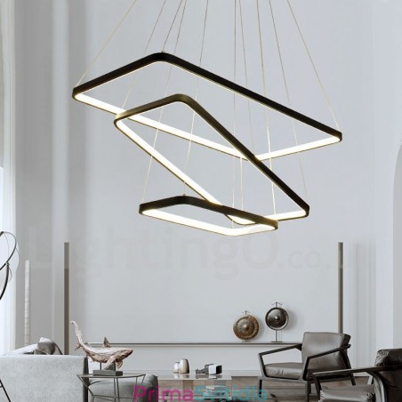 Stmívatelné závěsné svítidlo s dálkovým ovládáním, moderní design, tři obdélníky Stmívatelné závěsné svítidlo s dálkovým ovládáním, moderní design, tři obdélníky