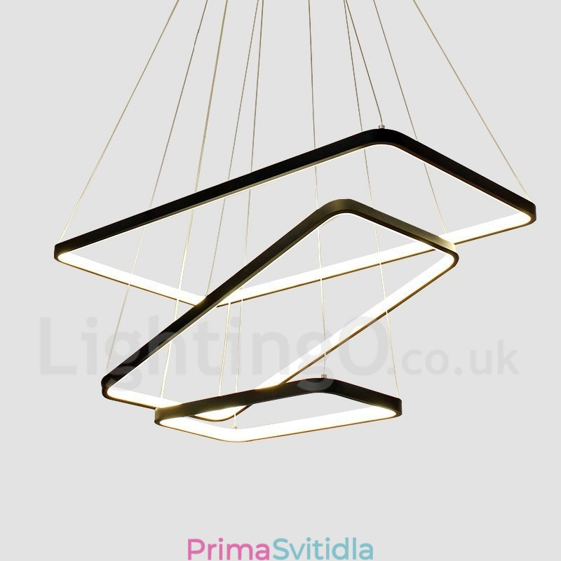 Stmívatelné závěsné svítidlo s dálkovým ovládáním, moderní design, tři obdélníky