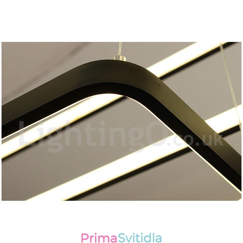 Stmívatelné závěsné svítidlo s dálkovým ovládáním, moderní design, tři obdélníky