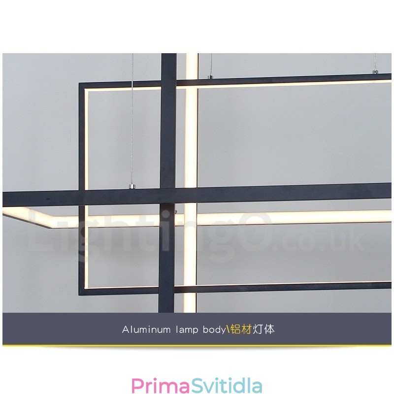 Stmívatelné závěsné svítidlo s dálkovým ovládáním, moderní design, tři obdélníky