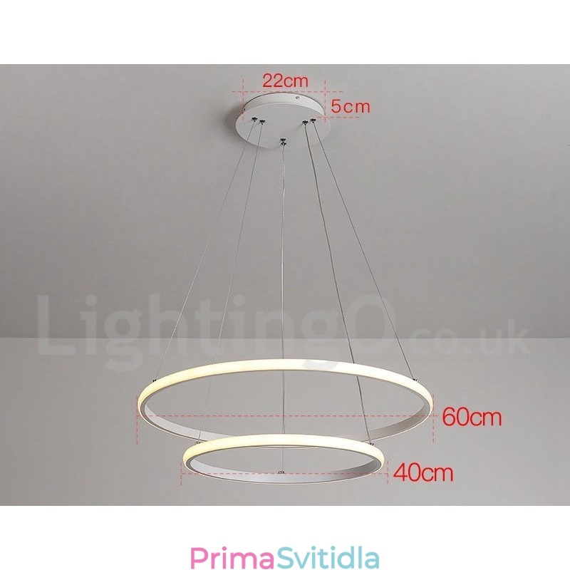 Stmívatelné mimo kruhy Závěsné světlo s dálkovým ovládáním s kroužky moderního designu