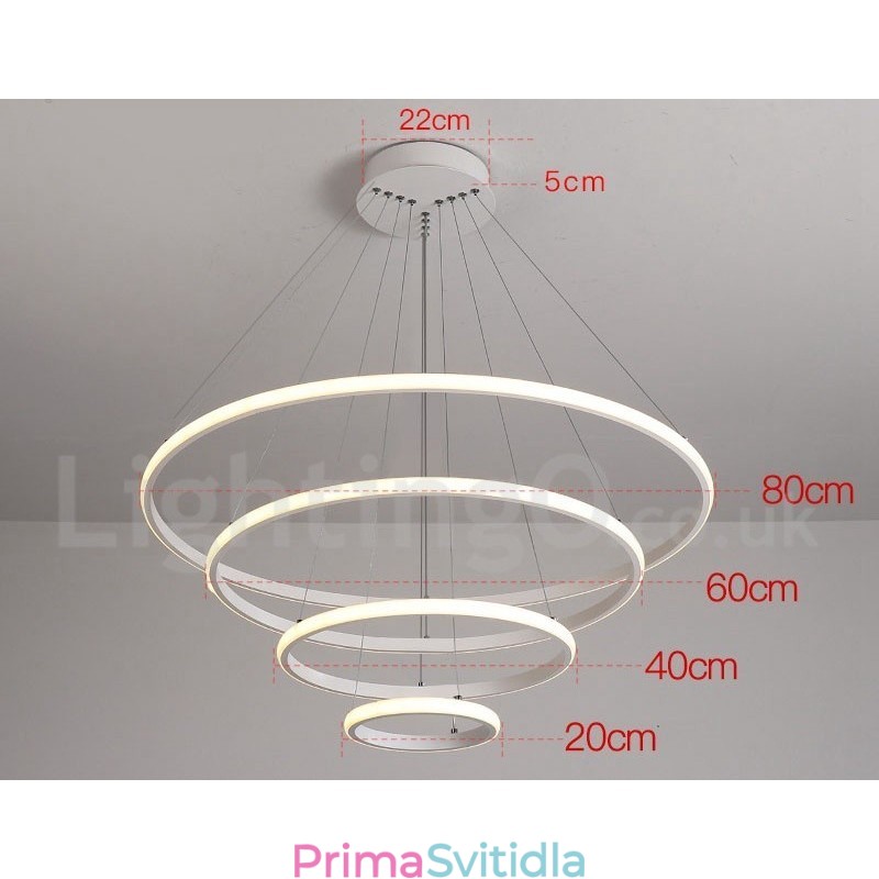 Stmívatelné mimo kruhy Závěsné světlo s dálkovým ovládáním s kroužky moderního designu
