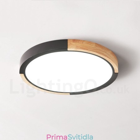 Ultratenká vícebarevná kulatá dřevěná stropní lampa Stropní lampa s akrylátovým stínidlem z masivního dřeva v severském stylu Ultratenká vícebarevná kulatá dřevěná stropní lampa Stropní lampa s akrylátovým stínidlem z masivního dřeva v severském stylu