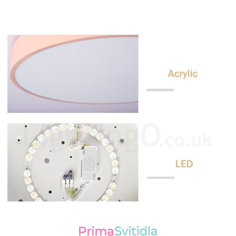 Stmívatelné ultra tenké vícebarevné kruhové dřevěné stropní svítidlo s akrylovým stínidlem Stropní lampa v severském stylu