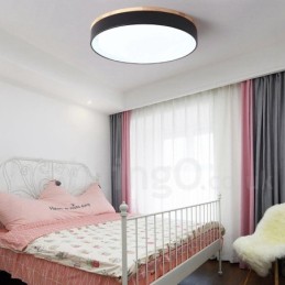 Stmívatelné vícebarevné kruhové dřevěné stropní svítidlo s akrylovým stínidlem Stropní lampa v severském stylu