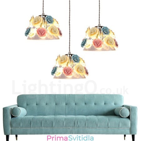 Vícebarevné stropní závěsné svítidlo Flower Macaron se skleněným stínidlem Vícebarevné stropní závěsné svítidlo Flower Macaron se skleněným stínidlem