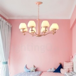 6 světlých 8 světlých více barev Macaron Wood Závěsné světlo se skleněnými odstíny Lustr Severský styl