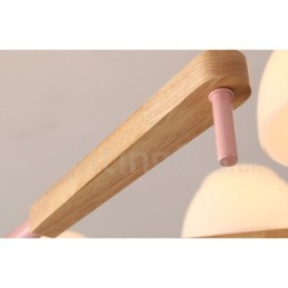 6 světlých 8 světlých více barev Macaron Wood Závěsné světlo se skleněnými odstíny Lustr Severský styl
