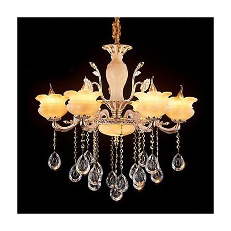 Jade Crystal Závěsná lampa Candle Style Lustr Jade Crystal Závěsná lampa Candle Style Lustr