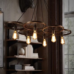 Osvětlení Průmyslový Loft Styl Kovaný železný Lustr Kavárna Kolo Lustr
