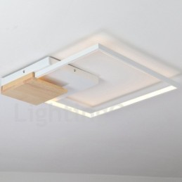 Stmívatelné bílé čtvercové dřevěné stropní svítidlo Ultratenké stropní svítidlo lze také použít jako nástěnné svítidlo