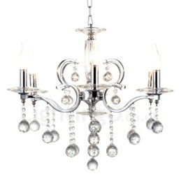 Elegantní chromový křišťálový svíčkový lustr