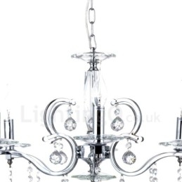 Elegantní chromový křišťálový svíčkový lustr
