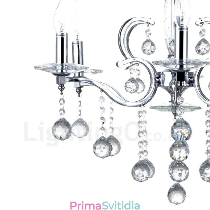 Elegantní chromový křišťálový svíčkový lustr