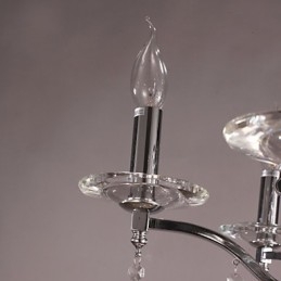 Elegantní chromový křišťálový svíčkový lustr