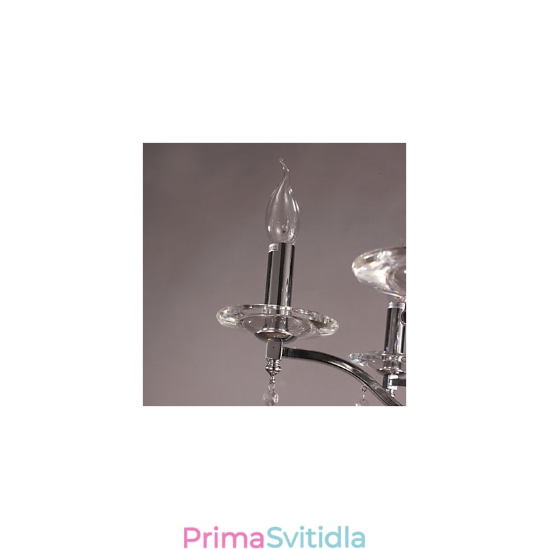 Elegantní chromový křišťálový svíčkový lustr