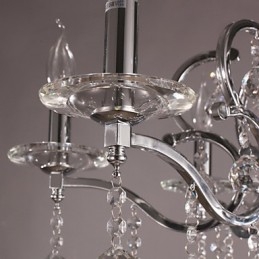 Elegantní chromový křišťálový svíčkový lustr