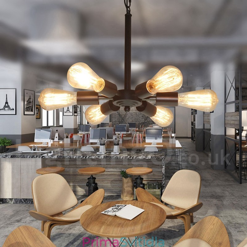 6 Světlý rustikální retro Vintage černý závěsný světelný design