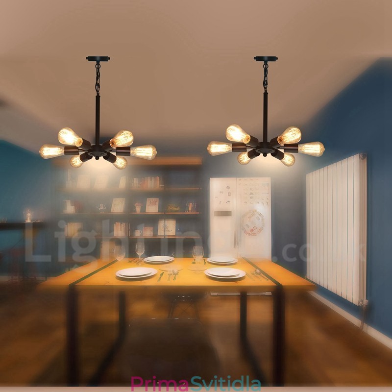 6 Světlý rustikální retro Vintage černý závěsný světelný design