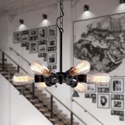 6 Světlý rustikální retro Vintage černý závěsný světelný design