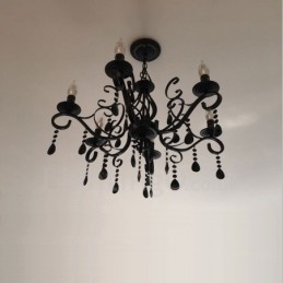 6 Light Crystal Rustikální Retro Vintage Černá Bílá Modrá Závěsná Svíčka Lustr